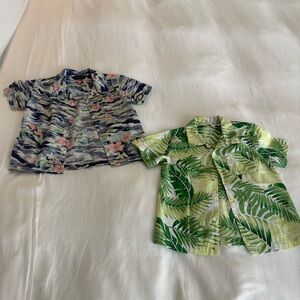 Two Janie and Jack Tropical Leaf Print & hibiscus Kids Shirts🌺